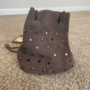 Real suede bucket bag